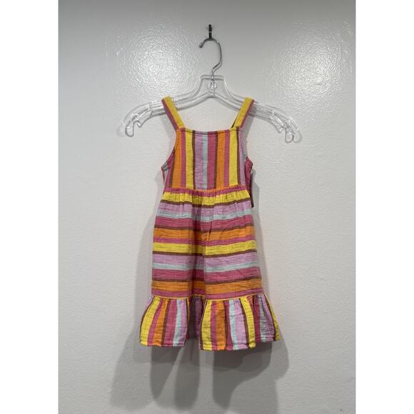 Cat & Jack Striped Gauzy Dress Girls Size 5T Multicolor Colorful Pockets Bright - Picture 1 of 9